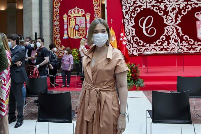 La consejera de Cultura, Turismo y Deportes, Marta Rivera, a su llegada al acto de toma de posesión de la presidenta de la Comunidad de Madrid, en la Real Casa de Correos de la Puerta del Sol, a 19 de junio de 2021