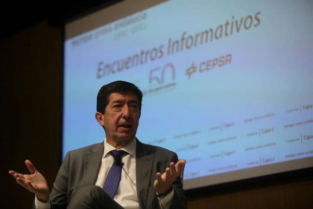 El vicepresidente de la Junta y consejero de Turismo,Juan Marín, en una imagen de 11 de junio en un Encuentro informativo de Europa Press. 