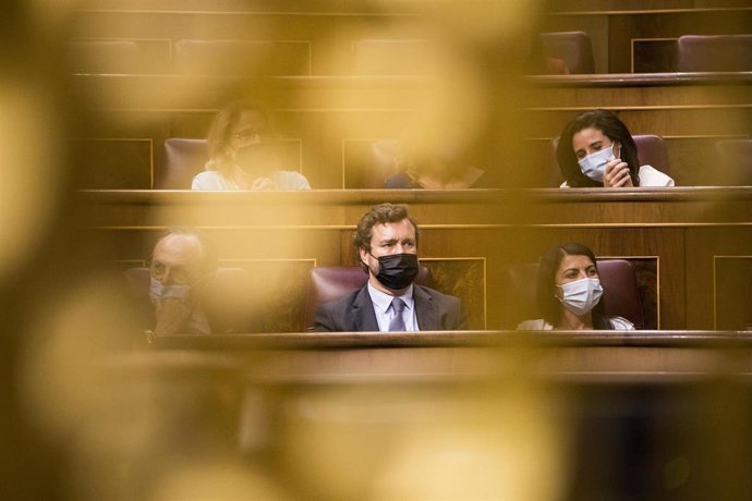 El portavoz de Vox en el Congreso, Iván Espinosa de los Monteros, durante una sesión plenaria en el Congreso de los Diputados.