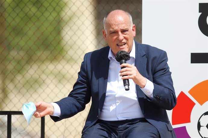 Javier Tebas, President of La Liga during Institutional Presentation of ESC Madrid, the sports and educational center that both professional leagues, La liga and NBA, will share in Villaviciosa de Odon on Jun 15, 2021 in Villaviciosa de Odon, Madrid, Sp