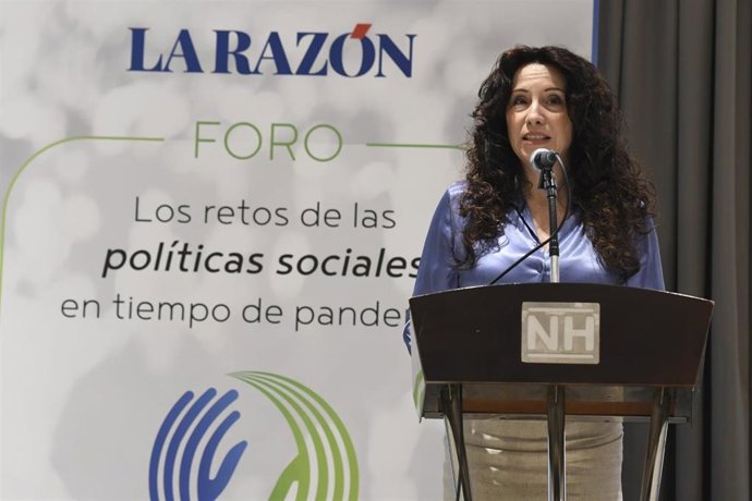 La consejera de Igualdad, Políticas Sociales y Conciliación, Rocío Ruiz, en su intervención en el foro 'Los retos de las políticas sociales en tiempos de pandemia' de La Razón