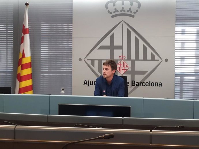 El concejal de Derechos de Ciudadanía y Participación del Ayuntamiento de Barcelona, Marc Serra, en la presentación de los proyectos ganadores de los presupuestos participativos de la ciudad