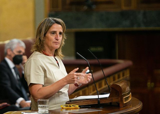 La vicepresidenta cuarta del Gobierno y ministra de Transición Ecológica y Reto Demográfico, Teresa Ribera, responde a la interpelación de Guillermo Mariscal, del Grupo Popular, ?sobre la subida de la factura eléctrica