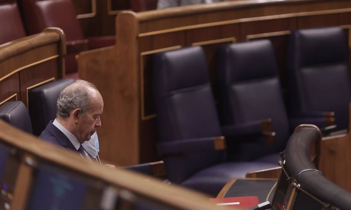 El ministro de Justicia, Juan Carlos Campo, en una sesión plenaria celebrada en el Congreso de los Diputados, a 10 de junio de 2021, en Madrid, (España). El pleno de hoy aborda entre otras cuestiones, el Real Decreto-ley por el que se adoptan medidas ur