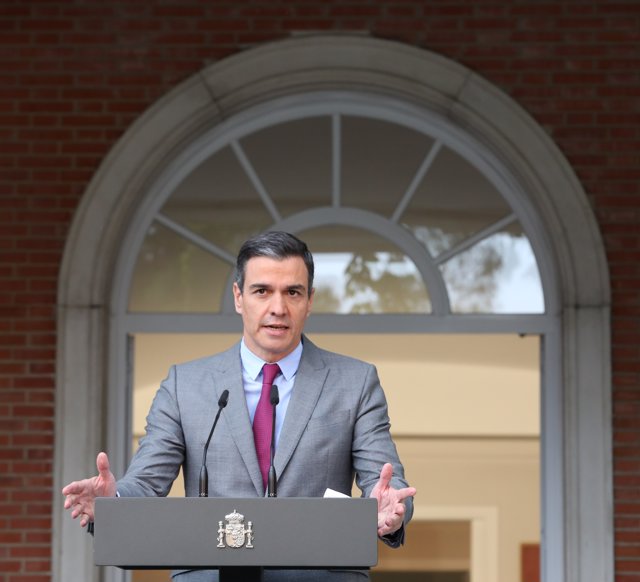 El presidente del Gobierno, Pedro Sánchez, realiza una declaración institucional tras la celebración del Consejo de Ministros en el que se han aprobado los indultos a los presos independentistas en prisión, a 22 de junio de 2021, en Madrid (España). 