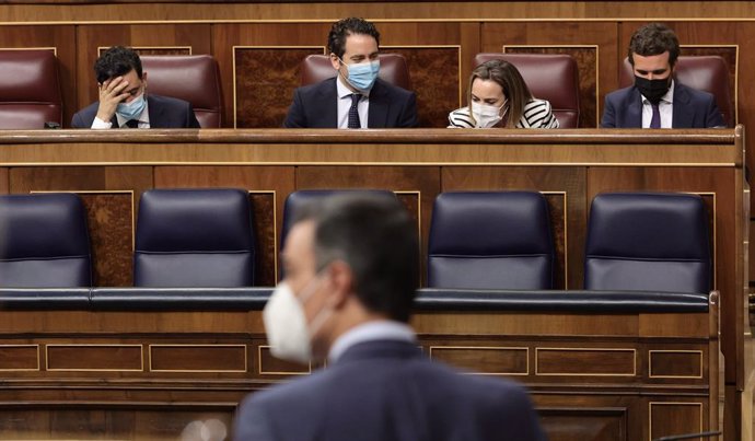 El president del Govern, Pedro Sánchez, intervé en una sessió de control al Govern en el Congrés