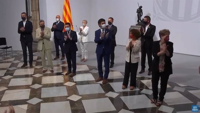 Presa de possessió dels delegats territorials del Govern, amb el president, Pere Aragons, i el vicepresident, Jordi Puigneró.