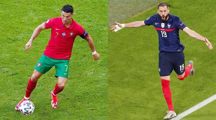 Archivo - Cristiano Ronaldo (Portugal) y Karim Benzema (Francia)