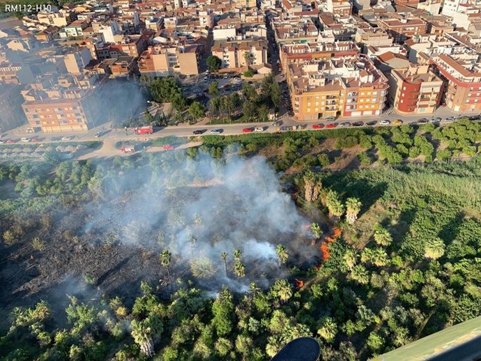 Vista aérea del incendio