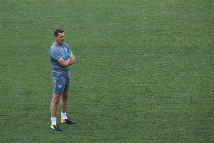 Stefan Tarkovic, head coach of Slovakia, in action during the official training of Slovakia at the La Cartuja stadium on June 22, 2021 in Sevilla, Spain.