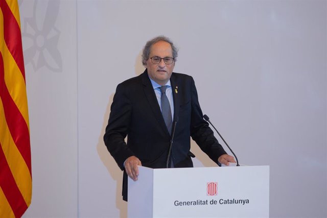 El expresidente de la Generalitat, Quim Torra, durante el acto de presentación del informe del grupo de trabajo 'Catalunya 2022', a 10 de junio de 2021, en Barcelona, Catalunya (España). ARCHIVO.