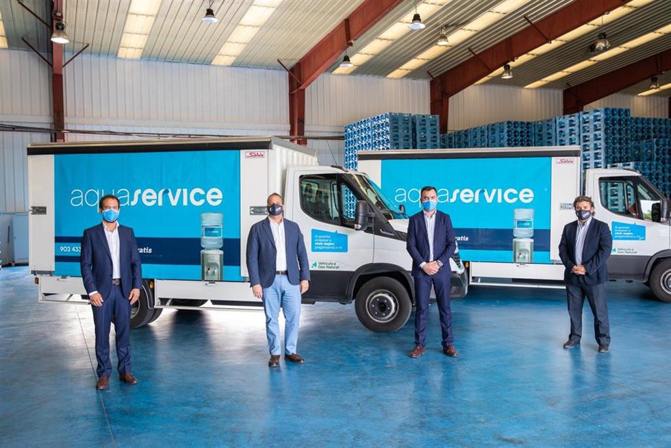 De izquierda; Javier Dorta, director del área comercial centro y sur de Aquaservice, Fernando Sánchez, director comercial de Covey, Daniel Aguilar, director nacional de logística capilar de Aquaservice y Luis Fernán-Laguna, delegado Covey Valencia.