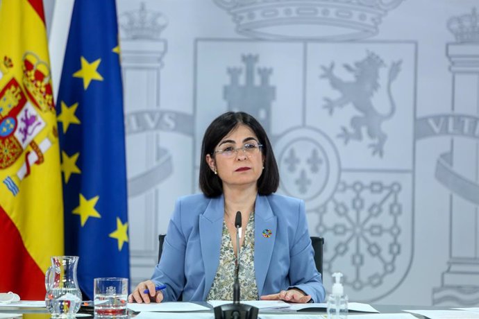 La ministra de Sanidad, Carolina Darias, comparece en rueda de prensa posterior a la reunión del Consejo Interterritorial del Sistema Nacional de Salud, a 26 de mayo de 2021, en Madrid (España). El Ministerio de Sanidad y las comunidades autónomas decid