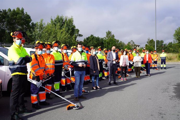 Trabajadores forestales contratados por la Diputación de Segovia en el marco del programa ELMET 2021.