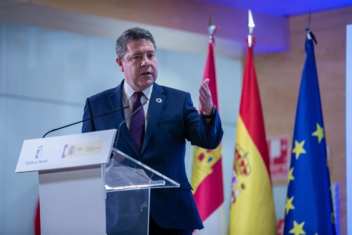 El presidente de Castilla-La Mancha, Emiliano García-Page, asiste al acto de presentación de la Estrategia Agenda 2030 de la región