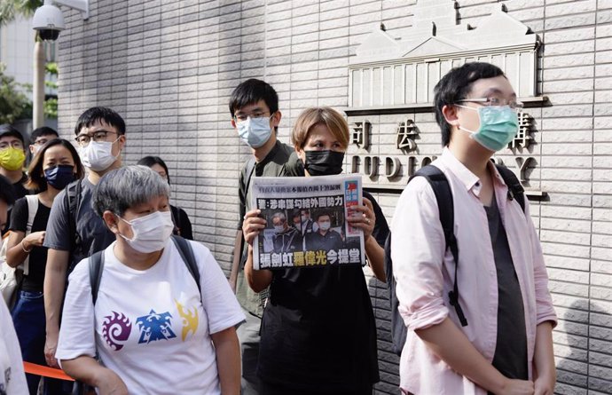 Protesta en apoyo del 'Apple Daily'