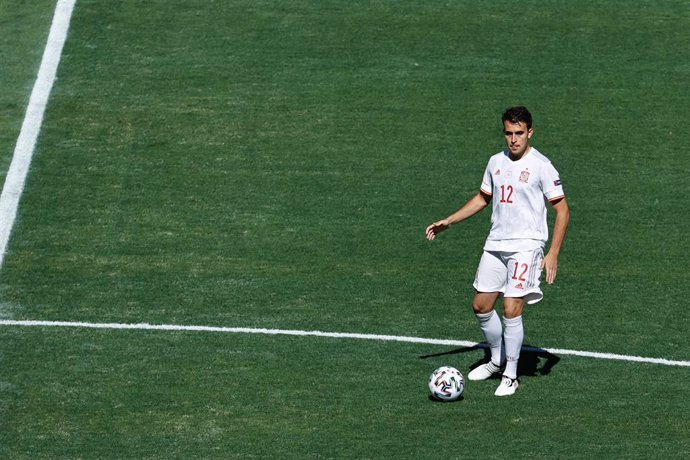 Eric Garcia of Spain in action during the UEFA EURO 2020 Group E football match between Slovakia and Spain at La Cartuja stadium on June 23, 2021 in Seville, Spain.