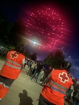 Voluntarias de Cruz Roja en la Feria de Badajoz.