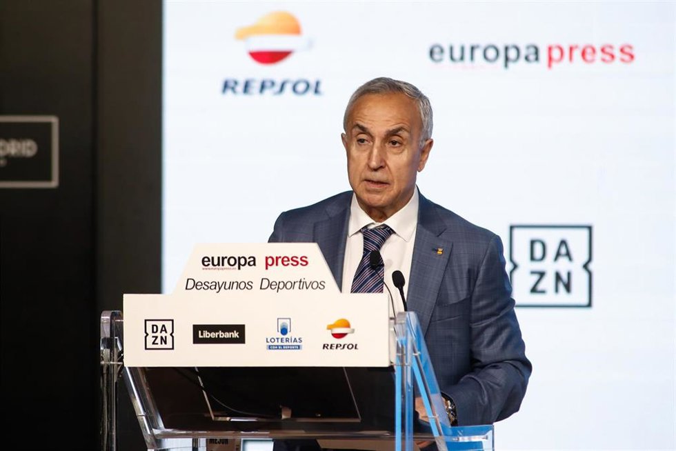 El presidente del Comité Olímpico Español, Alejandro Blanco, durante su intervención en los Desayunos Deportivoss de Europa Press