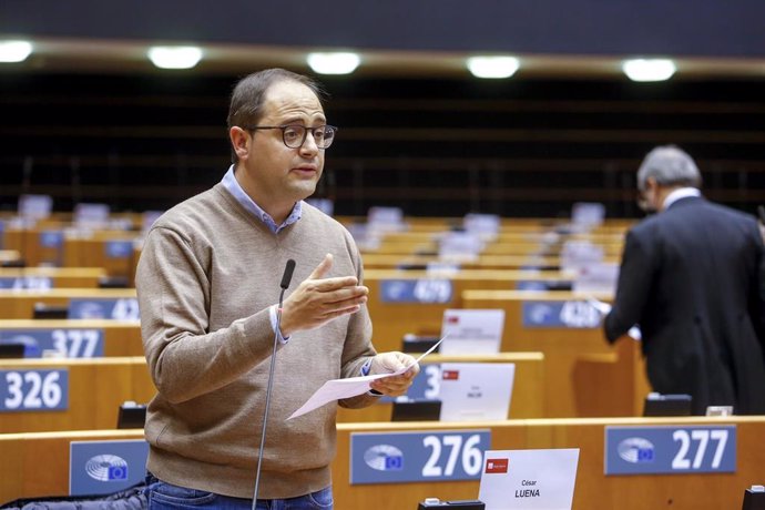 El eurodiputado riojano del PSOE, César Luena, en una intervención parlamentaria