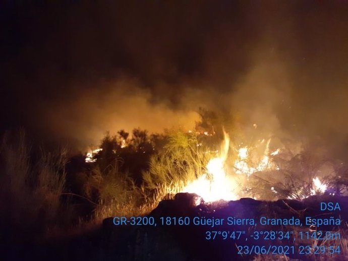 Incendio en un paraje de Güéjar Sierra (Granada)