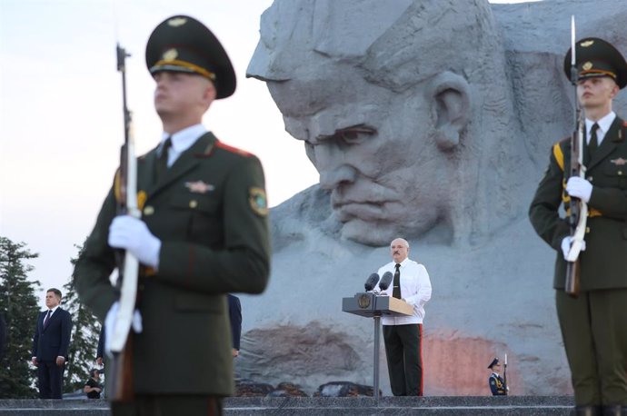 Alexander Lukashenko, presidente de Bielorrusia, durante un acto público