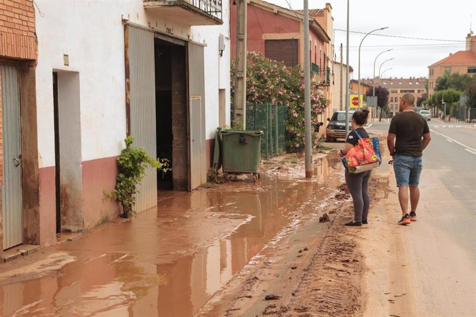 Una vivienda inundada, tras el paso de la fuerte tormenta, en el municipio de Fuenmayor, a 17 de junio de 2021, en La Rioja (España). Esta es la tercera tormenta en el municipio en menos de dos semanas. Las fuertes lluvias de la tarde de ayer, miércoles