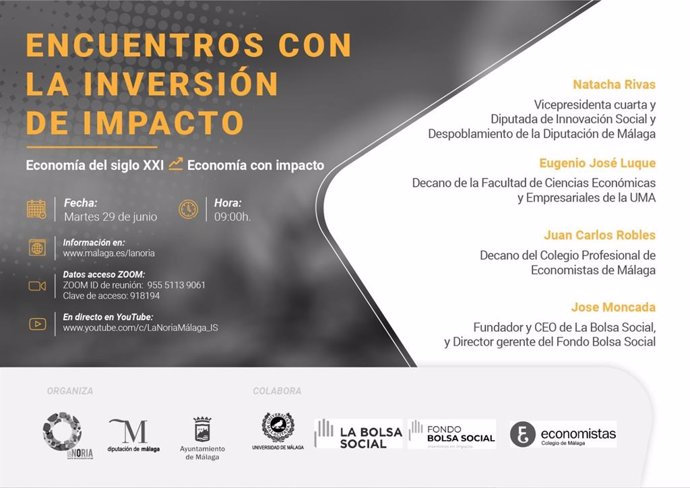 La transición a la economía de impacto a debate el martes en un encuentro virtual con Diputación y Ayuntamiento