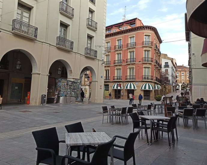Veladores en el centro de Huesca.