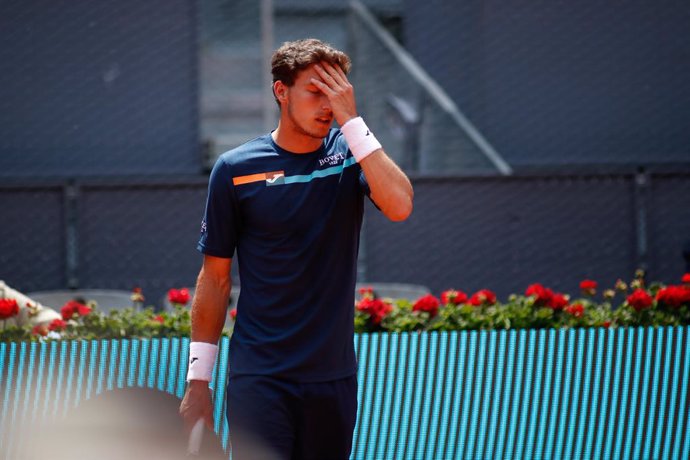 Archivo - Pablo Carreño se lamenta por un punto perdido.