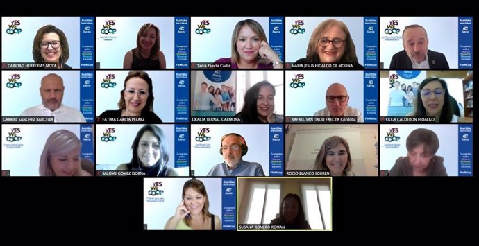 Captura de pantalla de la videoconferencia de la asamblea general de la Federación Andaluza de Empresas Cooperativas de Trabajo (Faecta)
