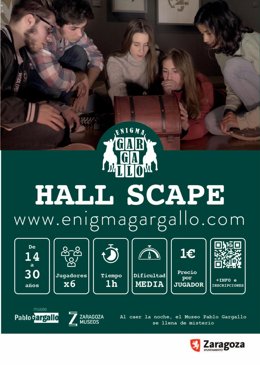 Cartel del juego 'Enigma Gargallo' de 'hall scape', que se realizará en el Museo Pablo Gargallo a partir del 26 de junio.
