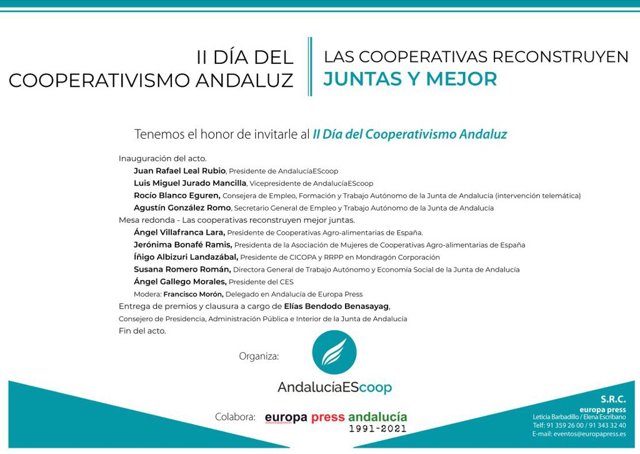 Europa Press celebra el jueves 1 de julio el II Día del Cooperativismo andaluz con un foro clausurado por Elías Bendodo