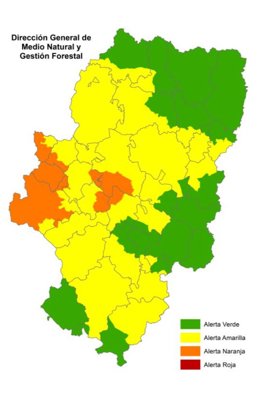 Alerta naranja de peligro de incendios forestales en varias zonas de Aragón.