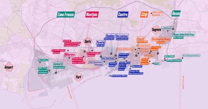 Mapa dels espais de l'Ajuntament de Barcelona en el Mobile World Congress (MWC)