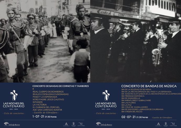 Archivo - Cartel de los conciertos en el Castillo de Gibralfaro que reunirá a las bandas cofrades de la ciudad