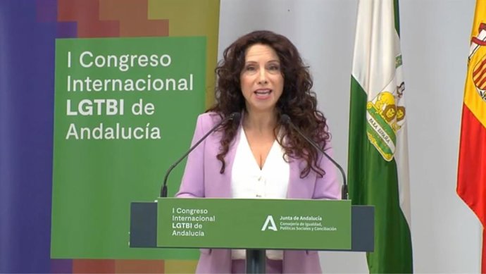 La consejera de Igualdad, Rocío Ruiz, en el I Congreso Internacional LGTBI+ de Andalucía, en una foto de archivo.