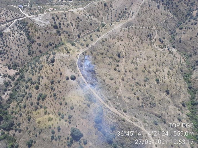 Incendio forestal declarado en el paraje San Antón de Málaga