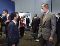 El Rey, Sánchez y Aragonès inauguran juntos el Mobile