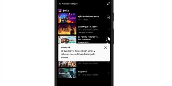1. Netflix ya permite ver pelis y series sin conexión aunque no se hayan descargado del todo