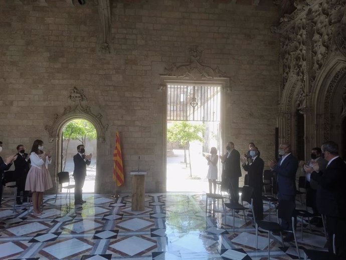 El Govern ha recibido este lunes a los indultados del 1-O en el Palau de la Generalitat