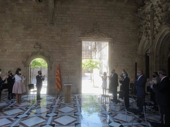 El Govern ha recibido este lunes a los indultados del 1-O en el Palau de la Generalitat