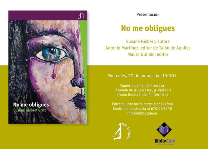 Presentación de la novela 'No me obligues'