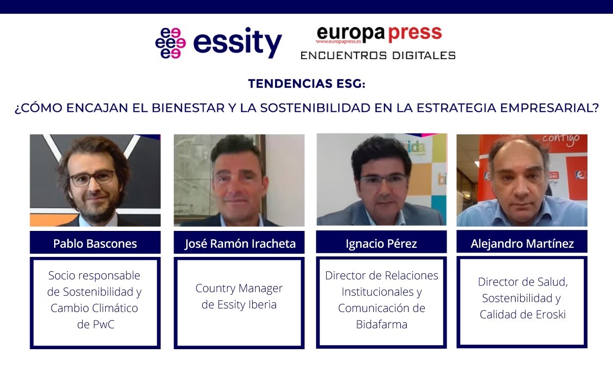 Intervinientes en el encuentro digital 'Tendencias ESG: ¿Cómo encajan el bienestar y la sostenibilidad en la estrategia empresarial?