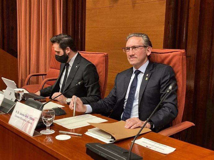 El conseller de Economía y Hacienda de la Generalitat, Jaume Giró, este martes en el Parlament