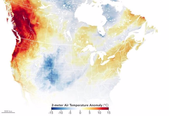 Anomalía de temperatura el 27 de junio