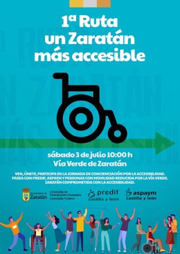 Cartel anunciador de la ruta accesible organizada por el Ayuntamiento de Zaratán.