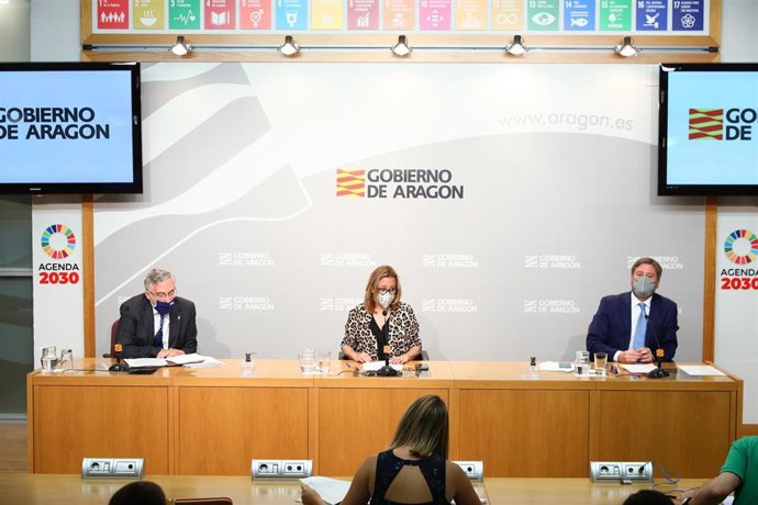 Los consejeros Joaquín Olona, Mayte Pérez, y José Luis Soro, en la rueda de prensa posterior al Consejo de Gobierno