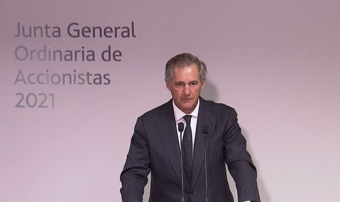 El presidente de Acciona, José Manuel Entrecanales, en la junta de accionistas de 2021