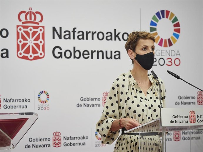 La presidenta del Gobierno de Navarra, María Chivite, comparece en rueda de prensa